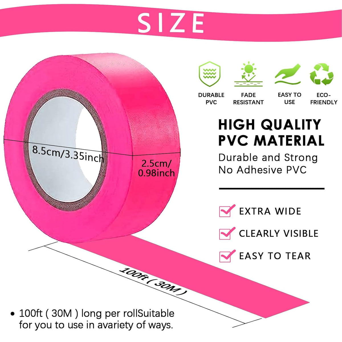 6 Pack Flagging Tape Assorted Colors, Non-Adhesive Plastic Ribbon Neon Marking,1"*600ft, Marking Tape for Tree Marking,Hunting,Boundaries and Hazardous Areas,Trail Marking
