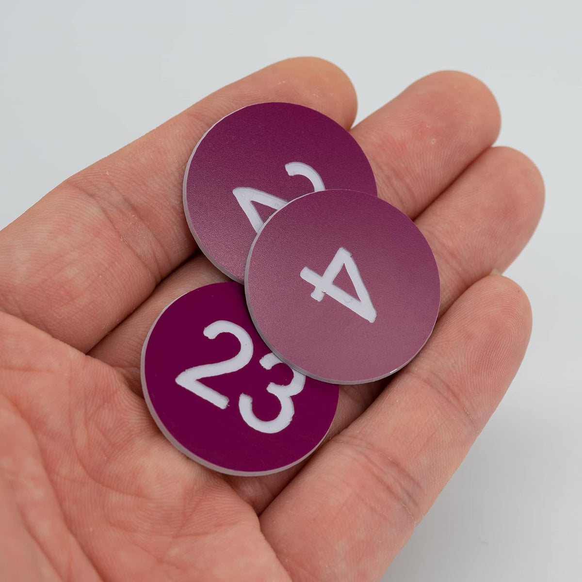 StayMax Plastic Number Tags Engraved Numbered Tags Without Hole (1-50, Purple)