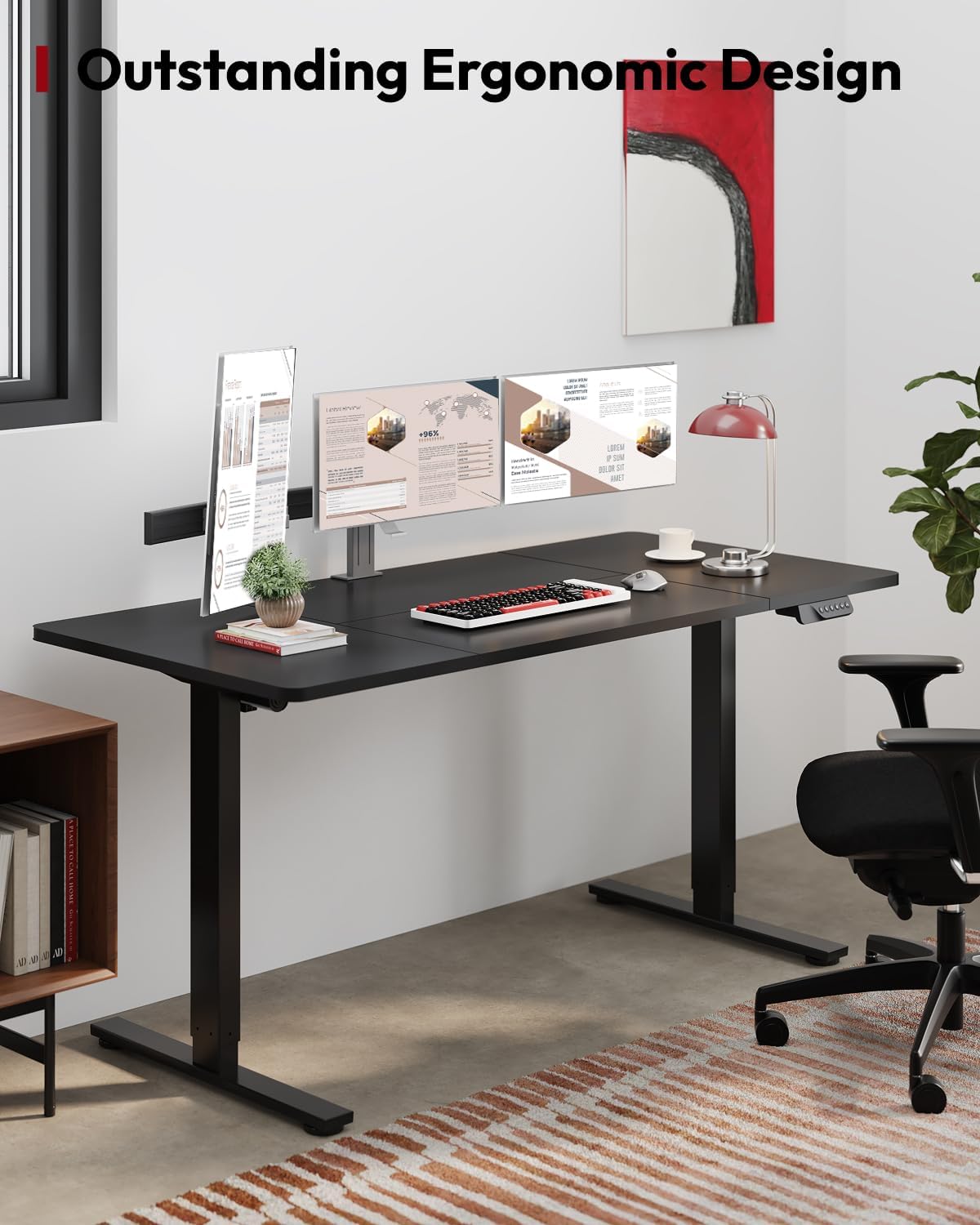 SANODESK Standing Desk Height Adjustable Electric Stand up Desk 79x32 Inches Sit Stand Home Office Desk with Splice Board, Black Frame/Black Top
