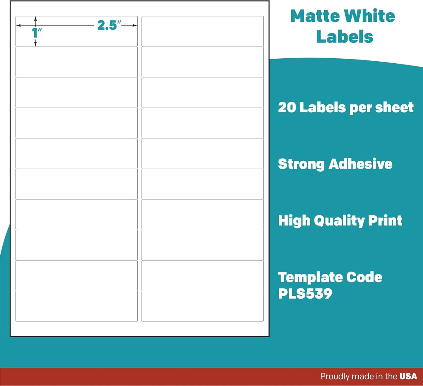 Premium Label Supply White Sticker Address Labels – 4" x 1" – Laser/Inkjet Compatible – (20 per Sheet), 2000 Sheets – 40,000 Total Adhesive Labels