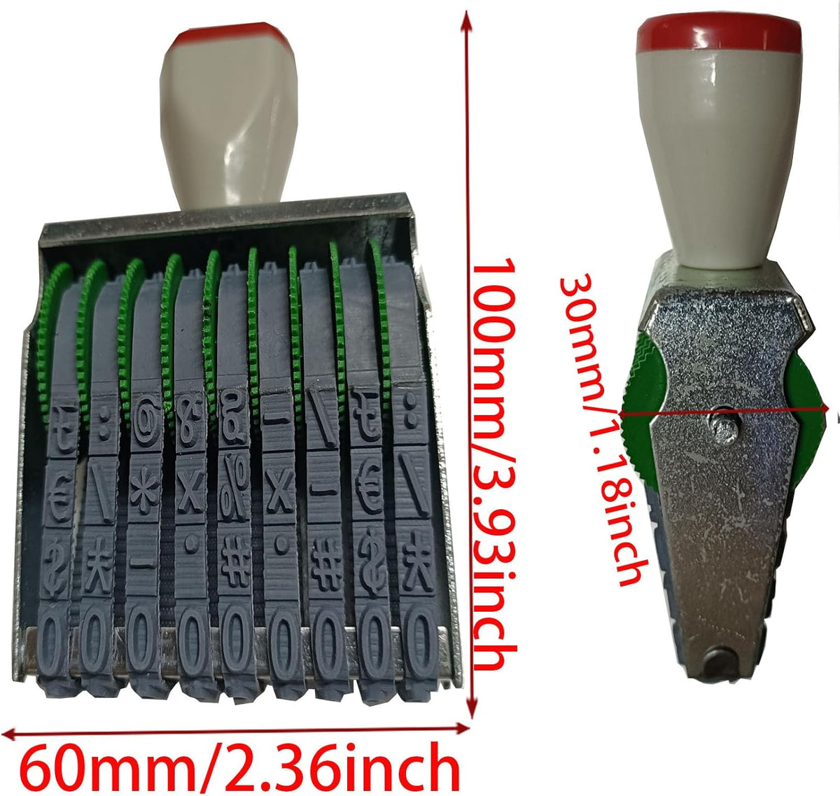 zeng 9 Digit Adjustable Number Stamp, with Number 0-9 and Symbols, Rubber Rolling Office Business Stamp, Supermarket & School Supplies, Multicolor