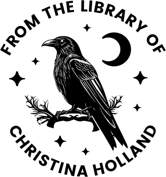 from The Library of Embossers & Stamps for Fantasy Book Readers | Custom Embosser | Custom Stamp | Ex Libris | Elevate Your Fantasy Collection of Stories and Novels (Design 14, Wood Hand Stamp)