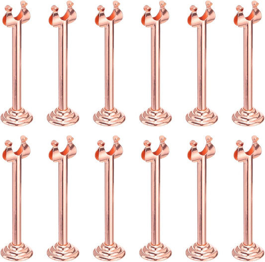 MECCANIXITY 12pcs Rose Gold Table Number Holders, 3.15 Inch Place Card Holders with Large Base for Secure Support
