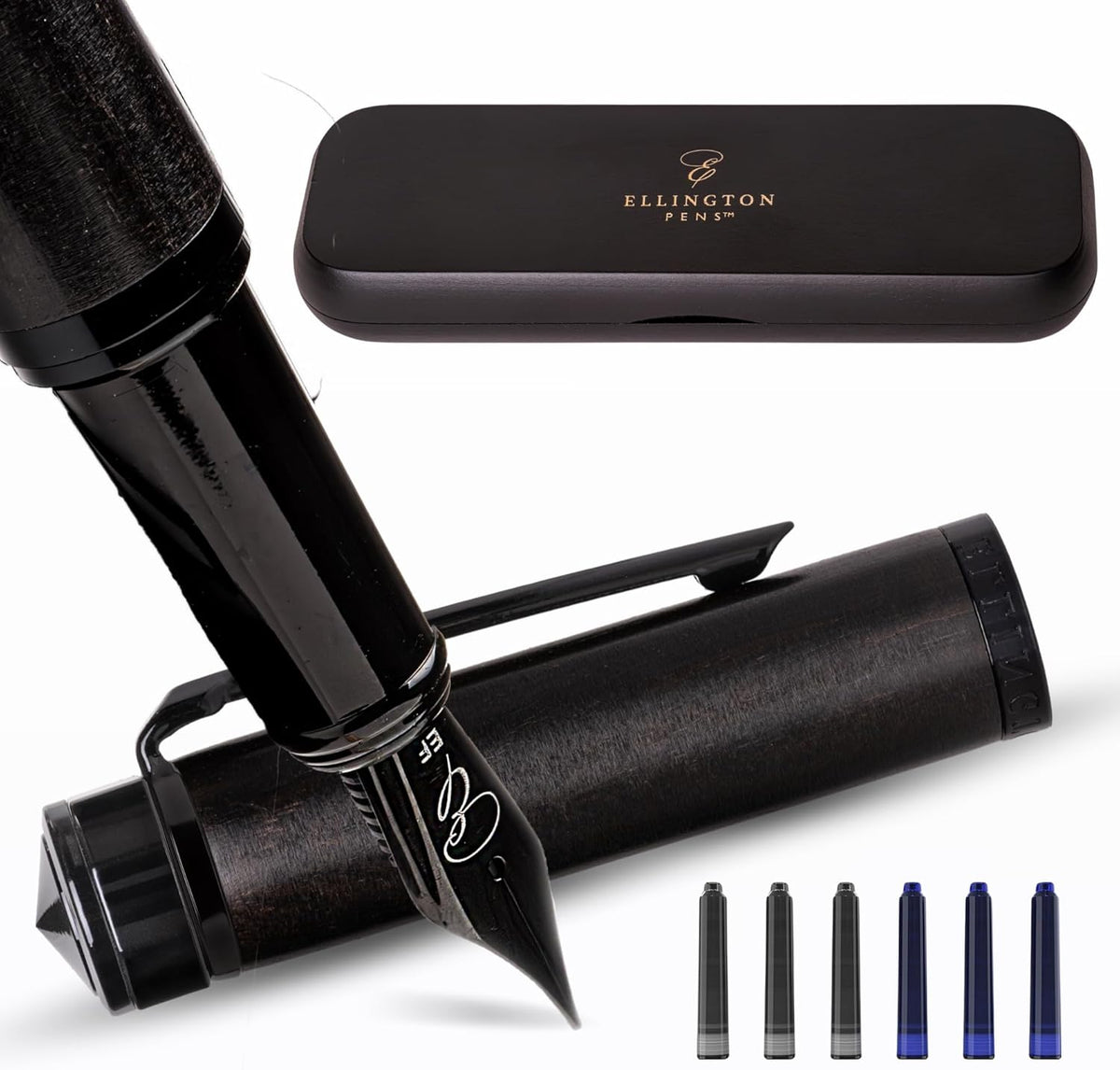 Elegant Wood Fountain Pen Set – Includes Wooden Pen Box, Ink Converter, 6 Ink Cartridges, and Gift Box – Writing, Calligraphy