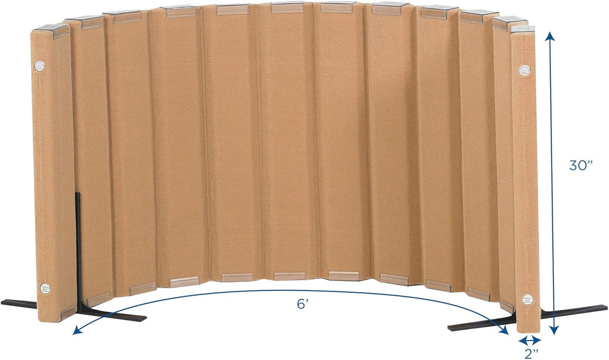 Children’s Factory 30" x 6' Quiet Divider With Sound Dampening Panels, Freestanding Room Divider Wall, Natural Tan