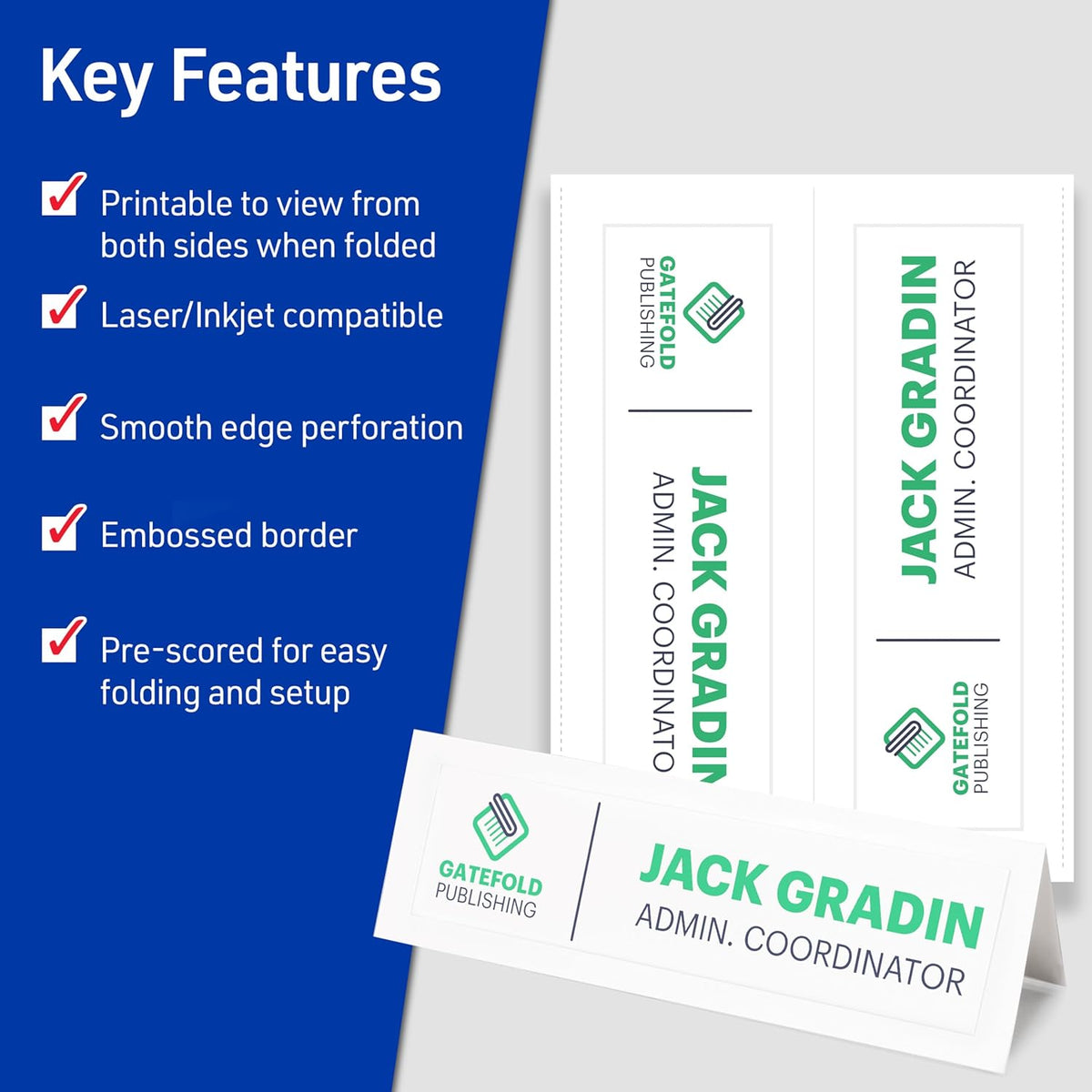Avery Printable Tent Cards, 3.5" x 11", White with Embossed Border, 50 Blank Place Cards for Laser and Inkjet Printers (5309)