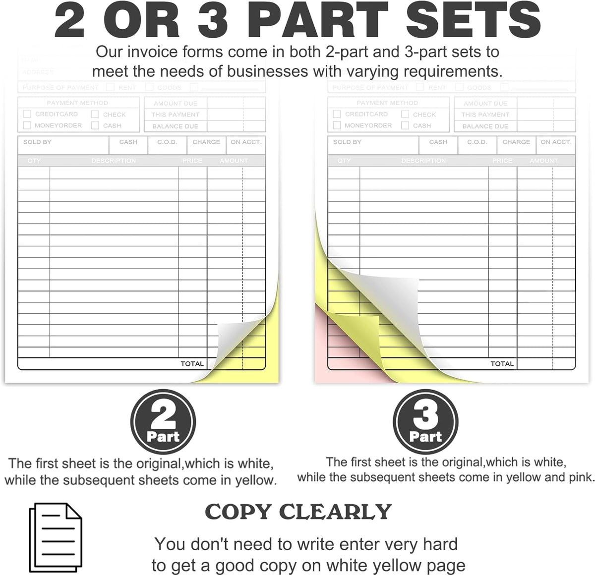 Custom Invoices Receipt Book for Small Business Personalized 2-Part Duplicate Carbonless Logo Receipt Books Sales Payment Forms with Company Name Address Phone Number 100 Sets5.5" x 8.5"