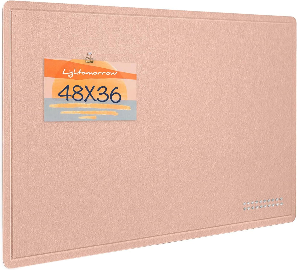 Large Bulletin Board - 48 x 36 Inches, Decorative Felt Pin Board for Wall - 4' x 3' Foldable Photo Display Board with Self-Adhesive Tape,Includes 20 Push Pins - Mauvey Pink