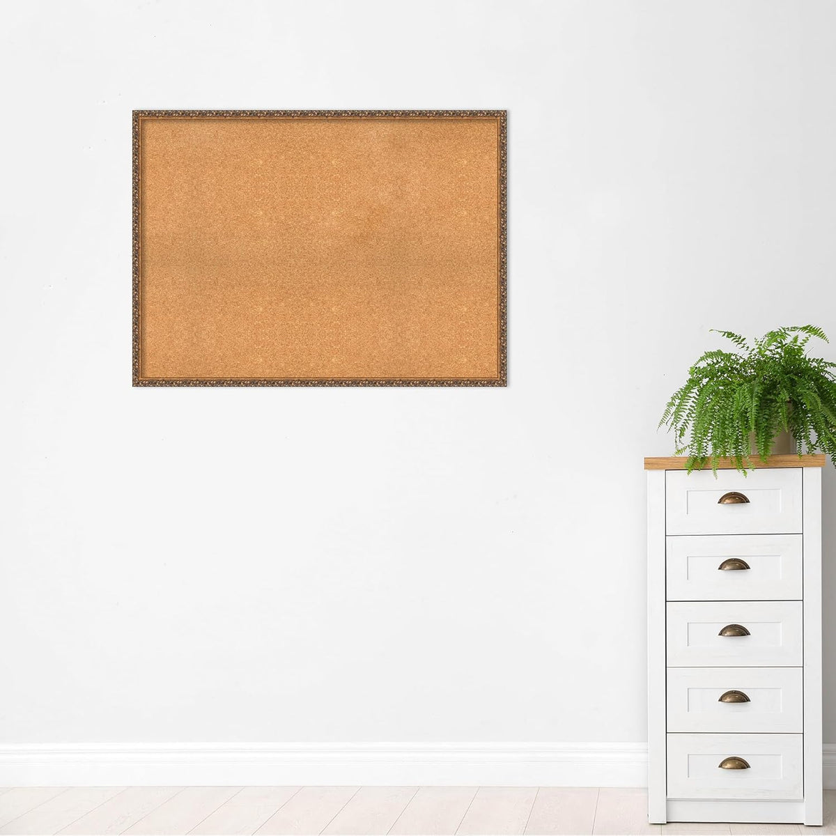 Amanti Art Natural Cork Board for Wall, 34x46 Vision Board with Bronze Frame, Oversize Corkboard Office Decor for Home Organization, Traditional Corkboard Pinboard to Display Items for Home