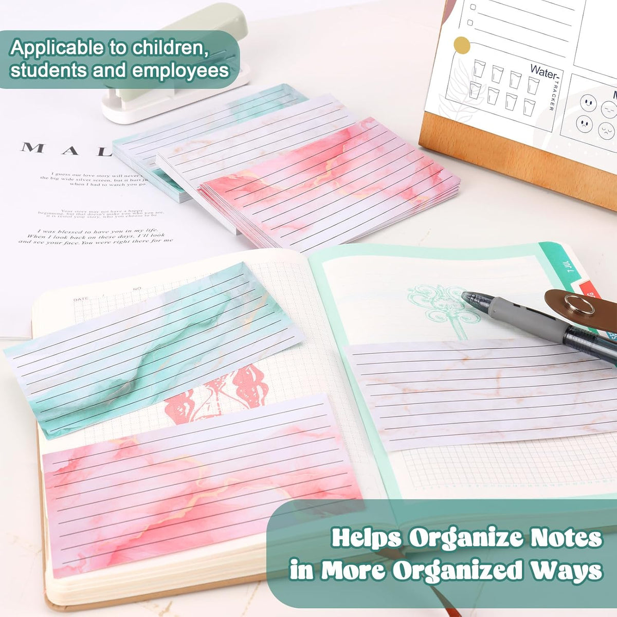 300 Pack Colored Index Cards 3x5 Marble Notecards Lined FlashCards for Studying Heavy Note Cards 180 gsm Memo Cards for Office Home School Supplies