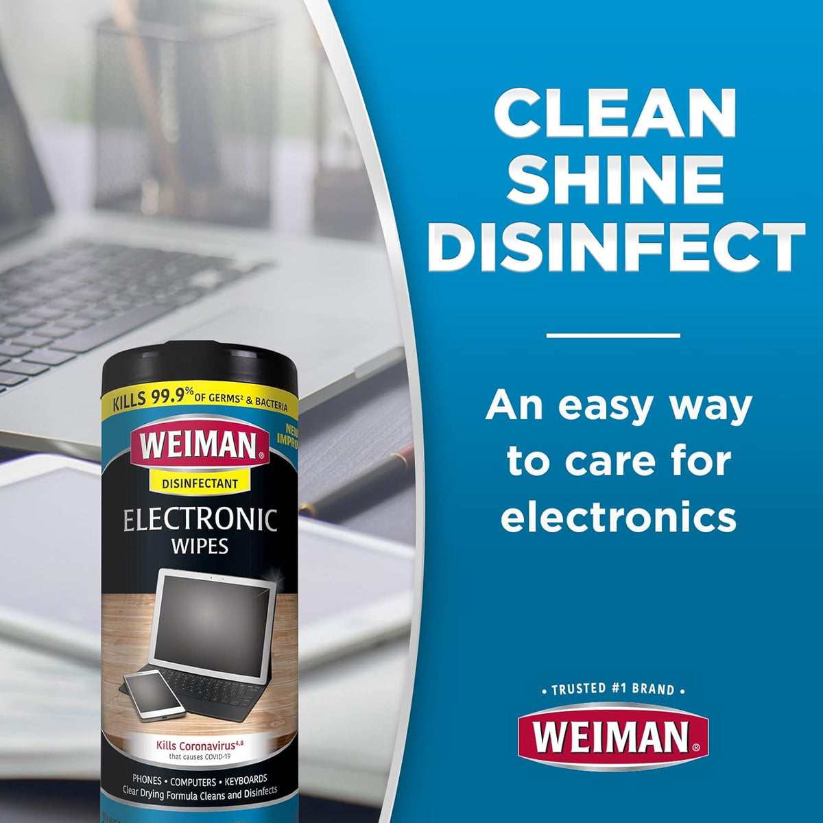 Weiman Electronic Screen Cleaner Wipes - 4 Pack Clean Your Laptop, Computer, TV, and All Electronic Equipment - Electronic Wipes - 30 Count