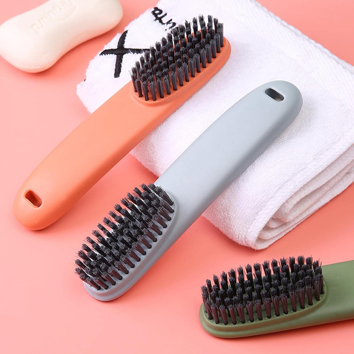 Household Small Scrub Brushes Laundry Cleaning Board Brush Easy Grip Shoe Brush Soft Bristle Brush Household Cleaning Clothes Shoes Scrubbing Cleaning Supplies for Stains 2 Pack