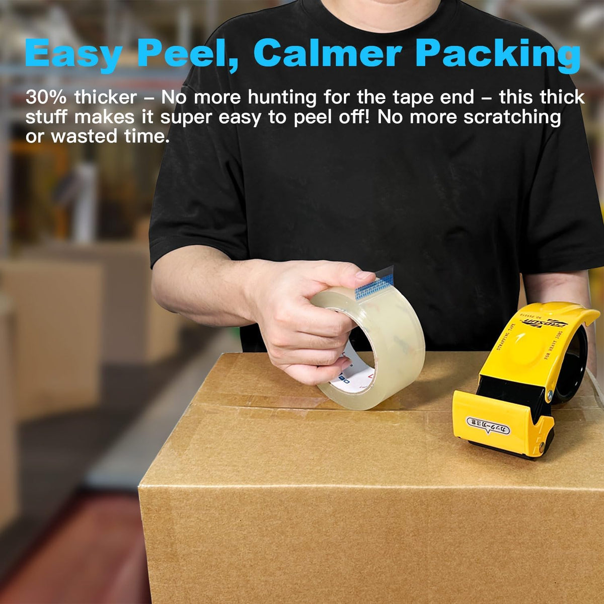 Heavy Duty Packing Tape for Moving Boxes - 1.88" x 360Yds (6 Rolls) Clear Moving Tape for Boxes, Secure Sealing for Cardboard, Bubble Wrap, Shipping Supplies (1, Metal Dispenser)