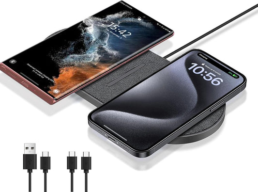 40W Wireless Charging Pad, Dual 20W Fast Wireless Charging Mat for iPhone 16 15 14 13 12 11/Pro/Pro Max/SE/X/XS,Apple Airpods 4/3/Pro,15W Wireless Charger Station for Samsung Galaxy/Note/Bud+