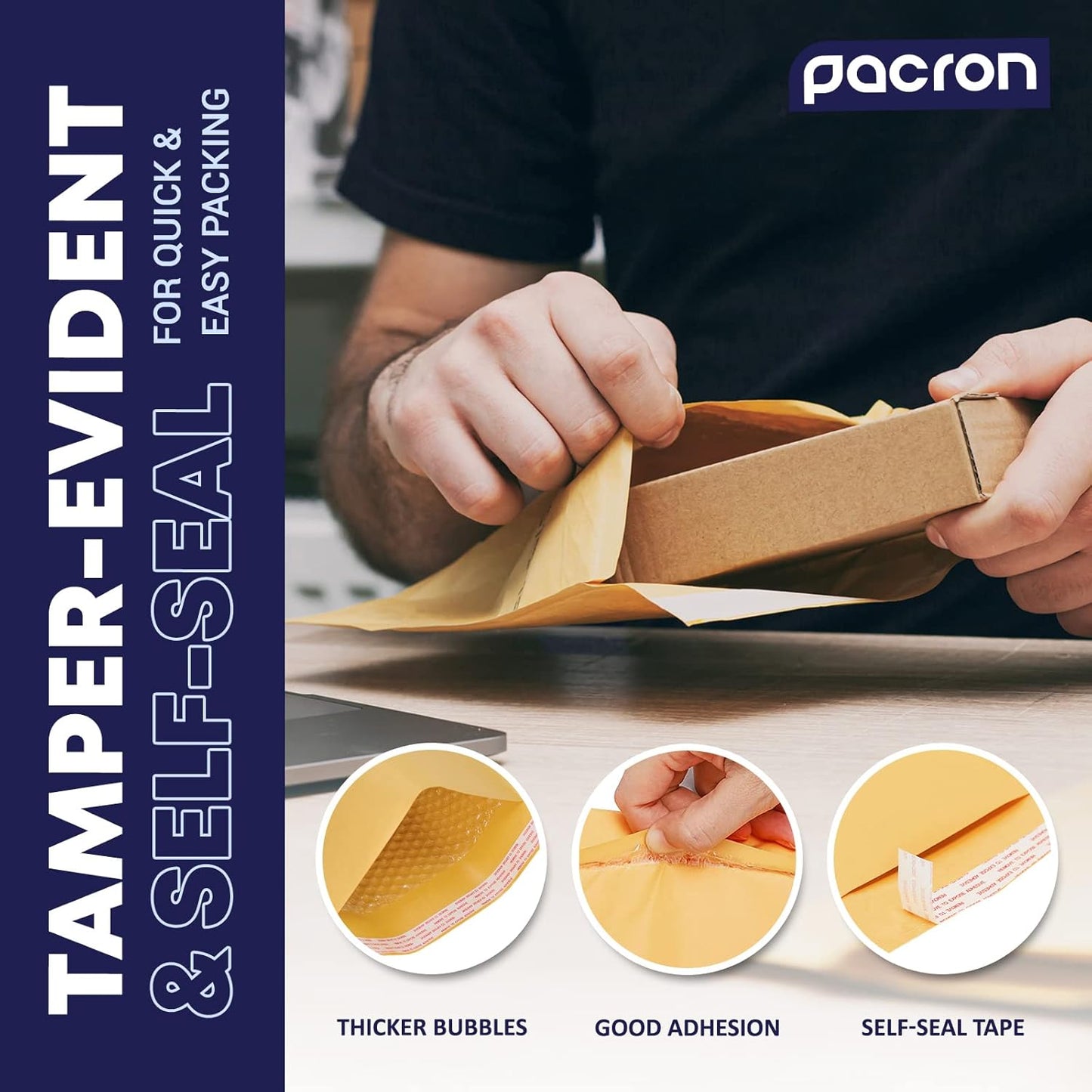 Kraft Bubble Mailers 500 Pack, 4 x 8 Inch Padded Shipping Envelopes, Yellow Mailing Envelopes for Documents & Packages, Durable & Lightweight, Made in USA