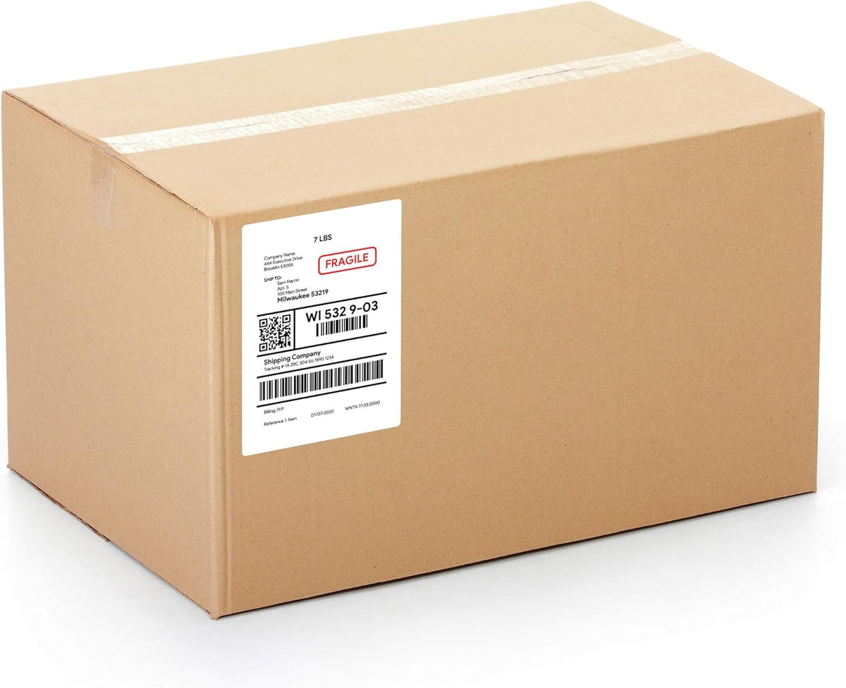 Premium Label Supply White Sticker Shipping Labels – 7" x 5" – Laser/Inkjet Compatible – (2 per Sheet), 100 Sheets – 200 Total Adhesive Labels