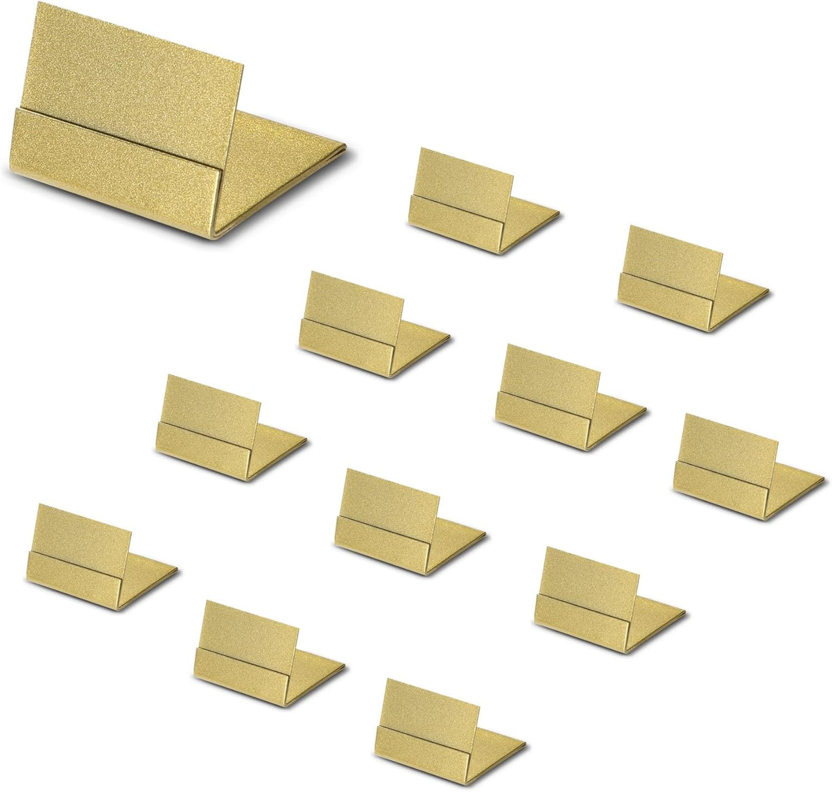 Gold Table Number Holders, 12-Pack Metal Place Card Stands & Picture Holders with Storage Box - Ideal for Weddings, Anniversaries, and Parties