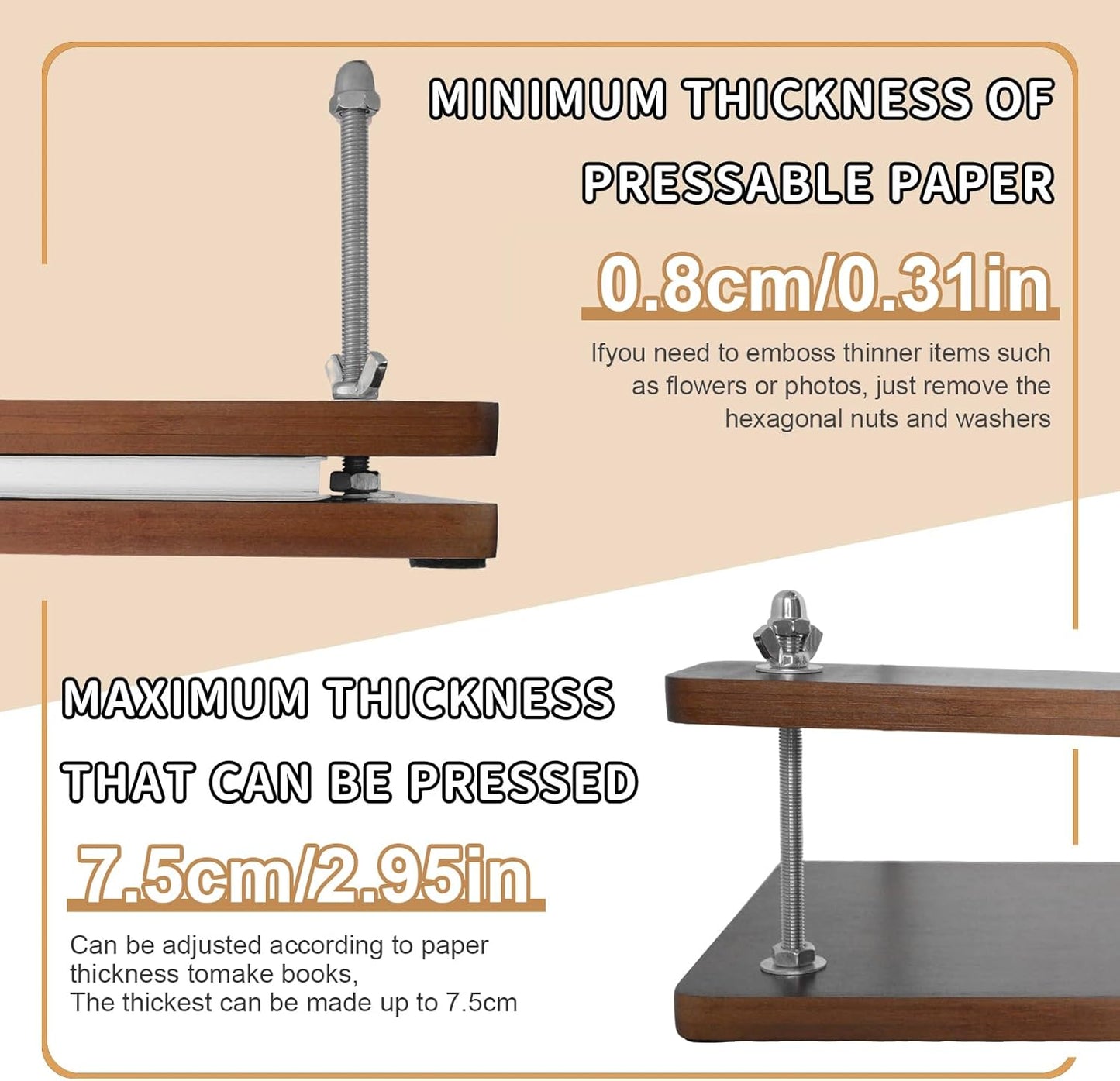 Stranthother 11.8 * 7.6 inch Small Wooden Book Press Book Binding Press Kits Books Lovers Gifts Flower Paper Press Kits
