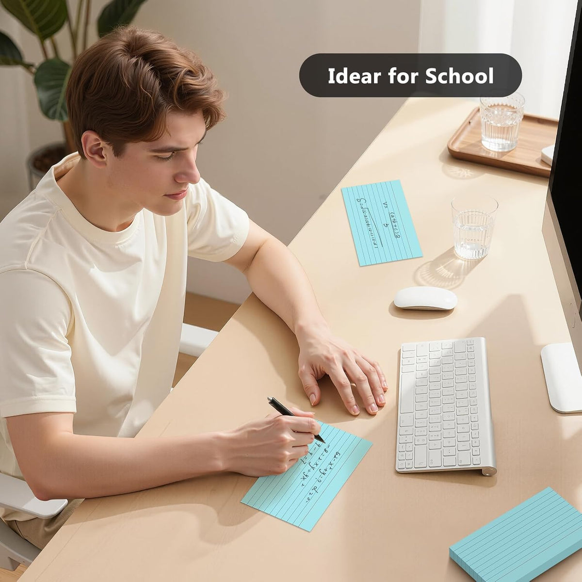 250 Count Index Cards 3 x 5 Inch, Heavyweight Blue Lined Note Cards Portable Ruled Flash Cards Perfect for Studying and Organizing, Note Taking Study Flashcards for Home, School and Office