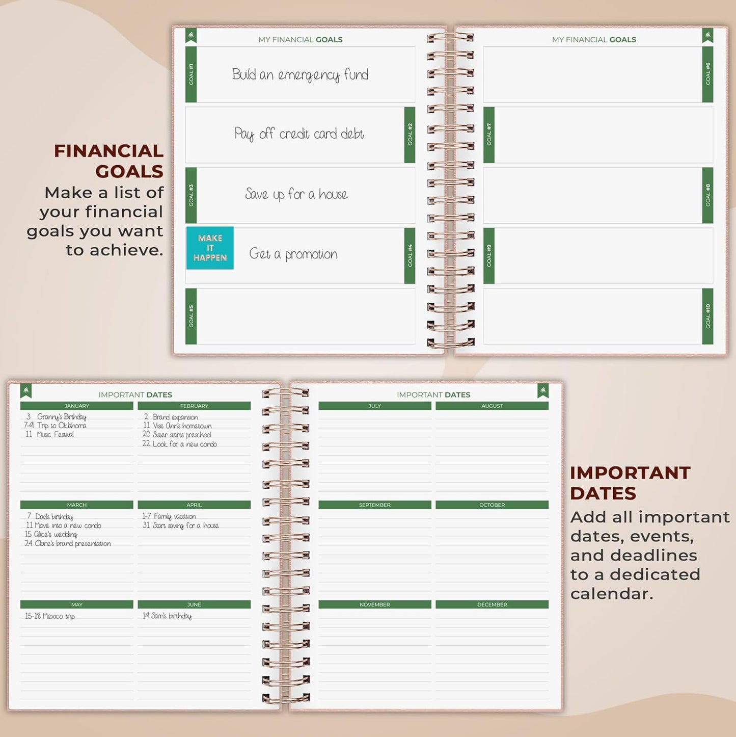 Clever Fox Budget Planner – Coiled Finance Book, Monthly Financial Journal, Budgeting Organizer & Expense Tracker Notebook, 8.5x9.5″ (Rose Gold)