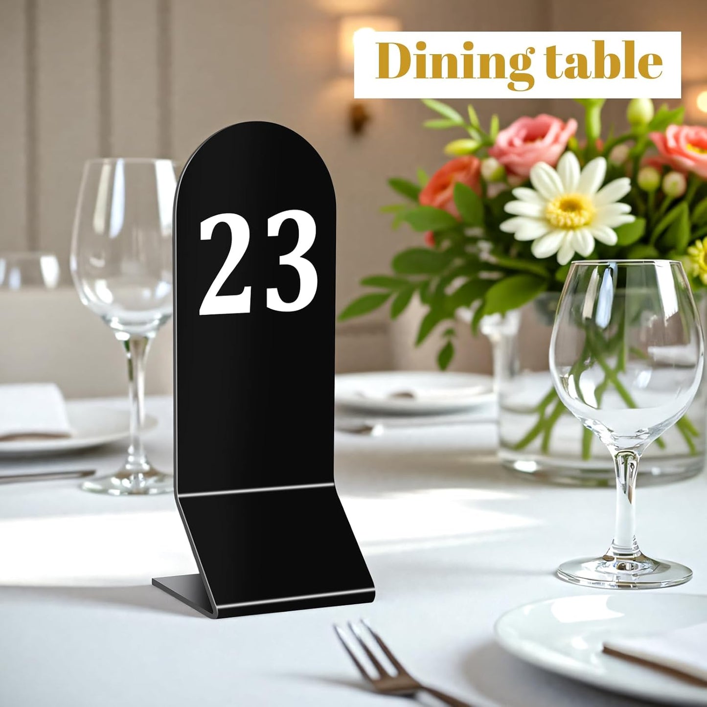 25 Pcs Table Numbers 1-25, Acrylic Double Sided Number Cards Wedding Table Numbers Restaurant Reception Number Stands Signs for Wedding Restaurant Seating Cafes Banquet 2.36 x 6.3 Inch(Black)