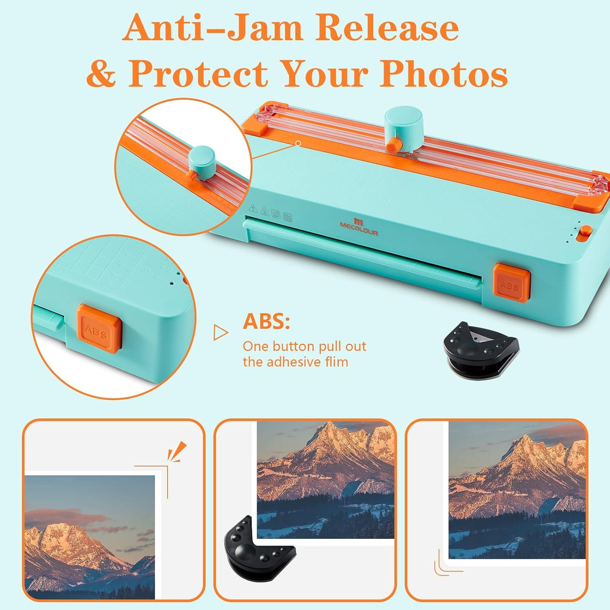 MECOLOUR Thermal Laminator Machine,3-in-1 Laminator with Built-in Paper Trimmer,Hole Punch & Corner Rounder,A4 Laminating Machine Fast 3-Min Warm-Up,Ideal for Teachers,Offices,Business or Home 110V