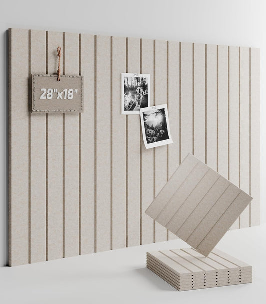 Felt Bulletin Board Tiles -28"x18" with 40 Adhesive Tabs, Cork Board Alternative for Office Decor, Push Pin Board Wall Organizer 6-Pack (Oatmeal)