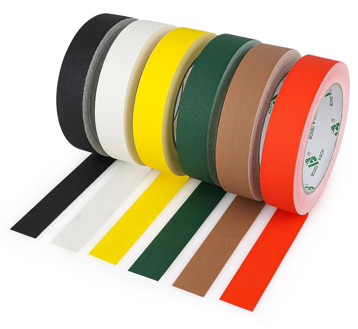 BOMEI PACK 6 Colors Gaffer Tape 1inch x 20yds, Matte Non-Reflective Theater Stage Tape, No Residue Hand Tear, for Cable, Photo Studio, Painters, Floors Marking Tape