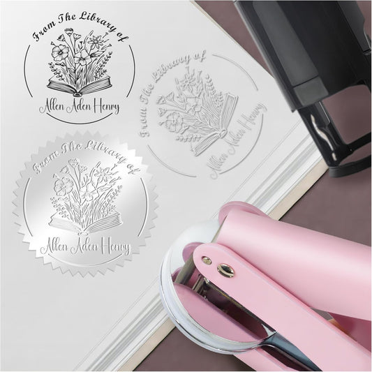 from The Library of Embossers & Stamps Custom Color Self-Inking Stamp with Your Name or Design Great for Personalizing Books, Text Books and Journals (04)