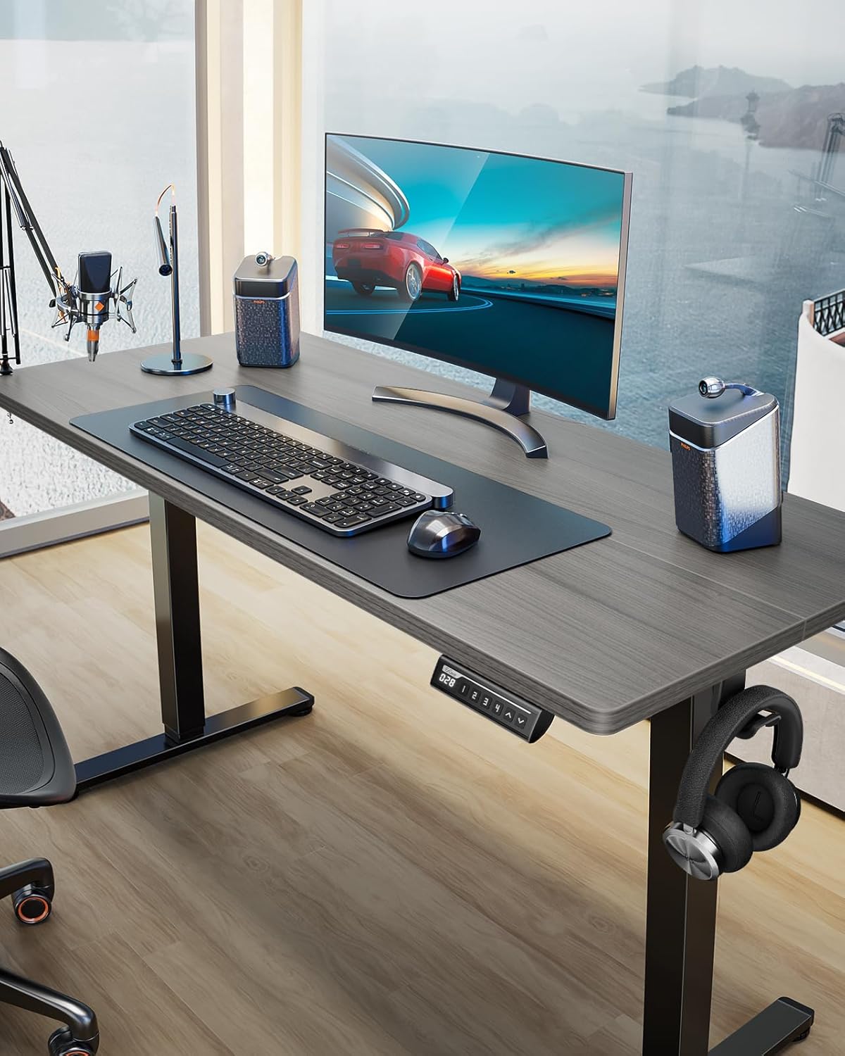 ErGear Electric 71 x 30 inch Standing Desk Workstation, Large Sit Stand up Desk, Memory Computer Home Office Desk, (Grey) Ships in One Box