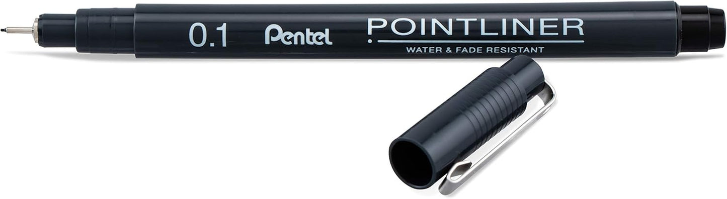 Pentel Arts Pointliner Drawing Pen, 5-Pack, Assorted Sizes, Black Ink (S20PBP5A)