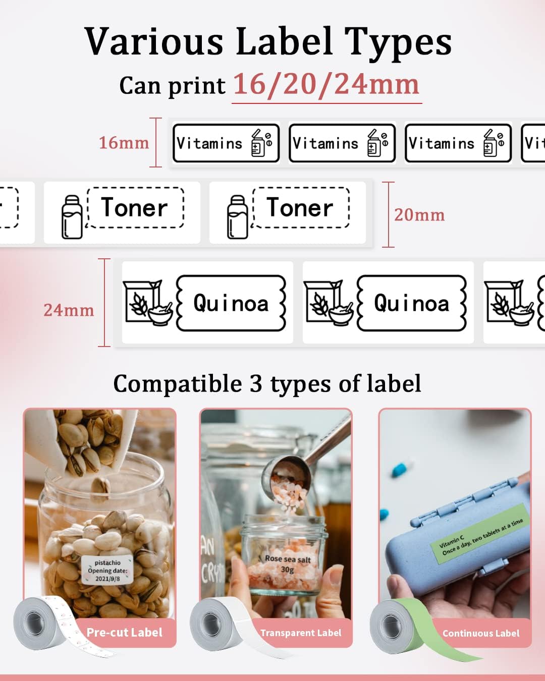 Phomemo Large Label Maker D50 for 3/5" to 9/10" Tape Portable Bluetooth Label Maker Machine, for Address,Organization,Office,Home, USB Rechargeable,Support iOS & Android