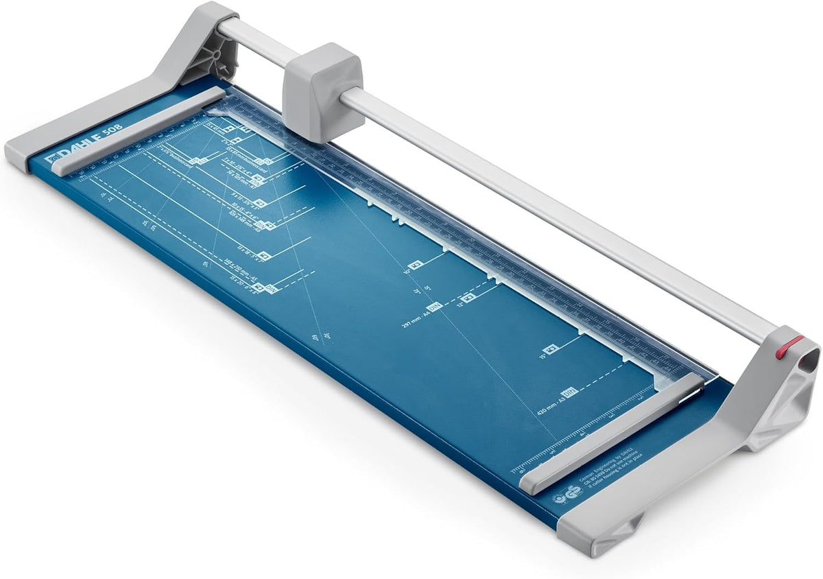 Dahle 508 Personal Rotary Trimmer, 18" Cut Length, 5 Sheet Capacity, Self-Sharpening, Automatic Clamp, German Engineered Paper Cutter