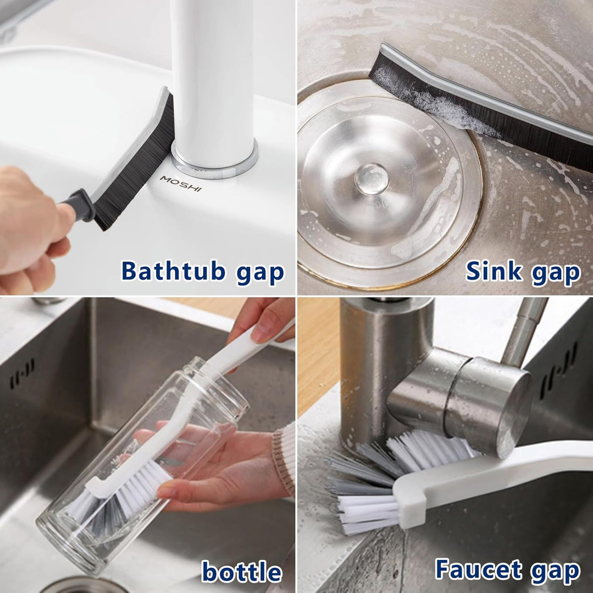 11Pcs Crevice Cleaning Brush,Gap Cleaning Brush with Long Handle,Small Gap Cleaning Brush for Bathroom Kitchen Toilet Water Cup Bottle and Window Groove
