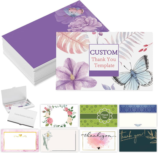 Custom Business Cards with Logo Personalized Double Side Printable Customize Business Cards 1000 500 200 100 for Small Business Women Men-Thank you Template