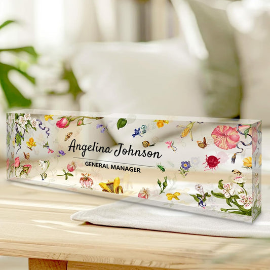 Personalized Name Plate for Desk, Custom Acrylic Desktop Accessories Office Decor for Women Men, Offices Gift for Coworkers Boss Teacher, Employee Appreciation Gifts