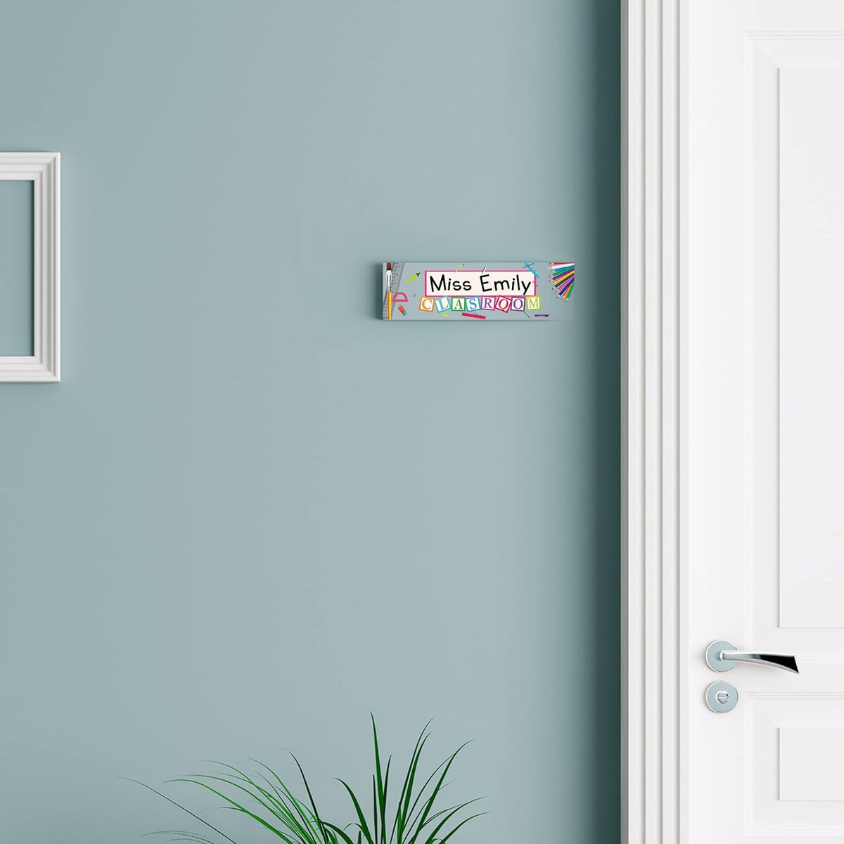 Artblox Acrylic Name Plate, 8'' x 2.5'', Personalized Teacher Desk Sign, Modern Signage