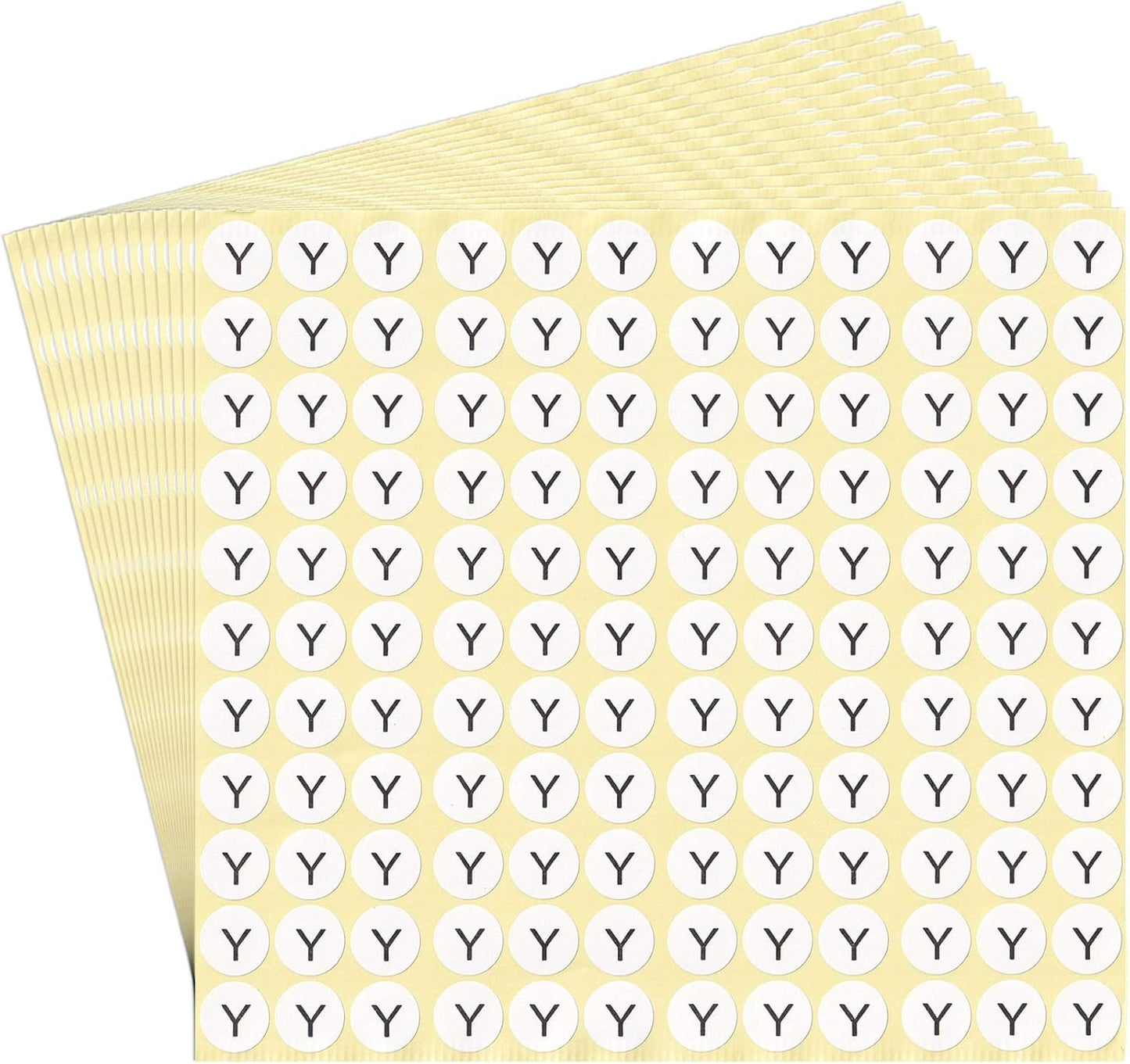dealzEpic - Alphabet Stickers of The Letter Y - Small Round Paper Self-Adhesive Peel and Stick Letter Labels - Set of 15 Sheets