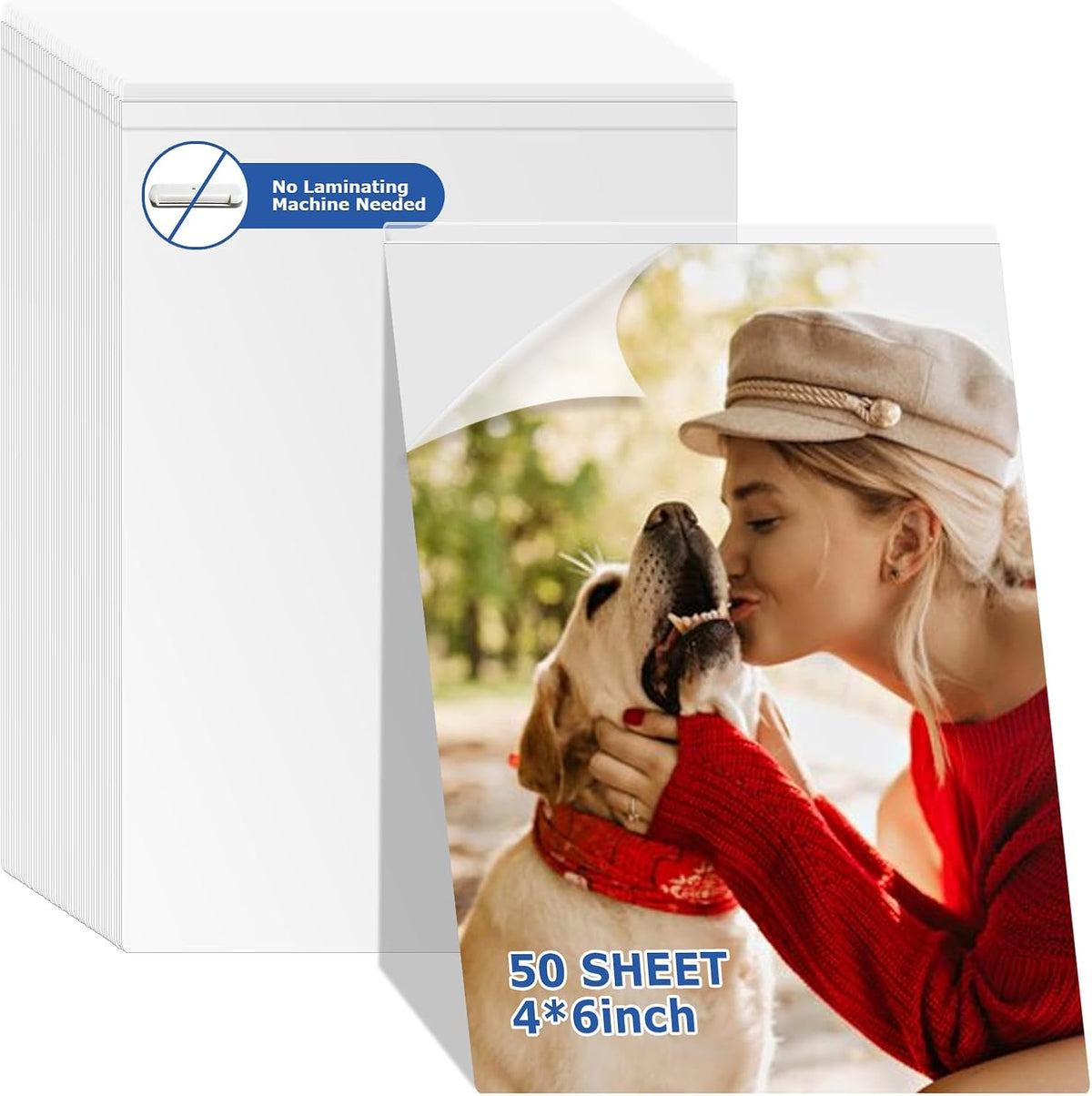 50 Sheets Self Seal Laminating Pouches 4x6 Self Adhesive Laminating Sheet No Heat No Laminating Machine Needed for Photos Index Cards