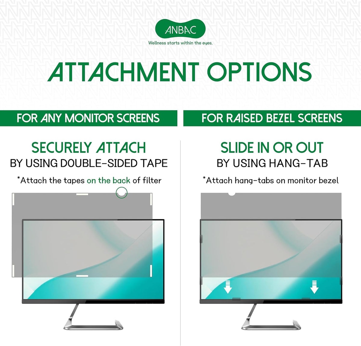 22 Inch Desktop Privacy Screen Shield for 16:10 Wide Monitor - Anti Glare Computer Privacy Screen Cover | Blue Light Blocking Screen Protector | Scratch Resistant UV Filter | Attachment Type