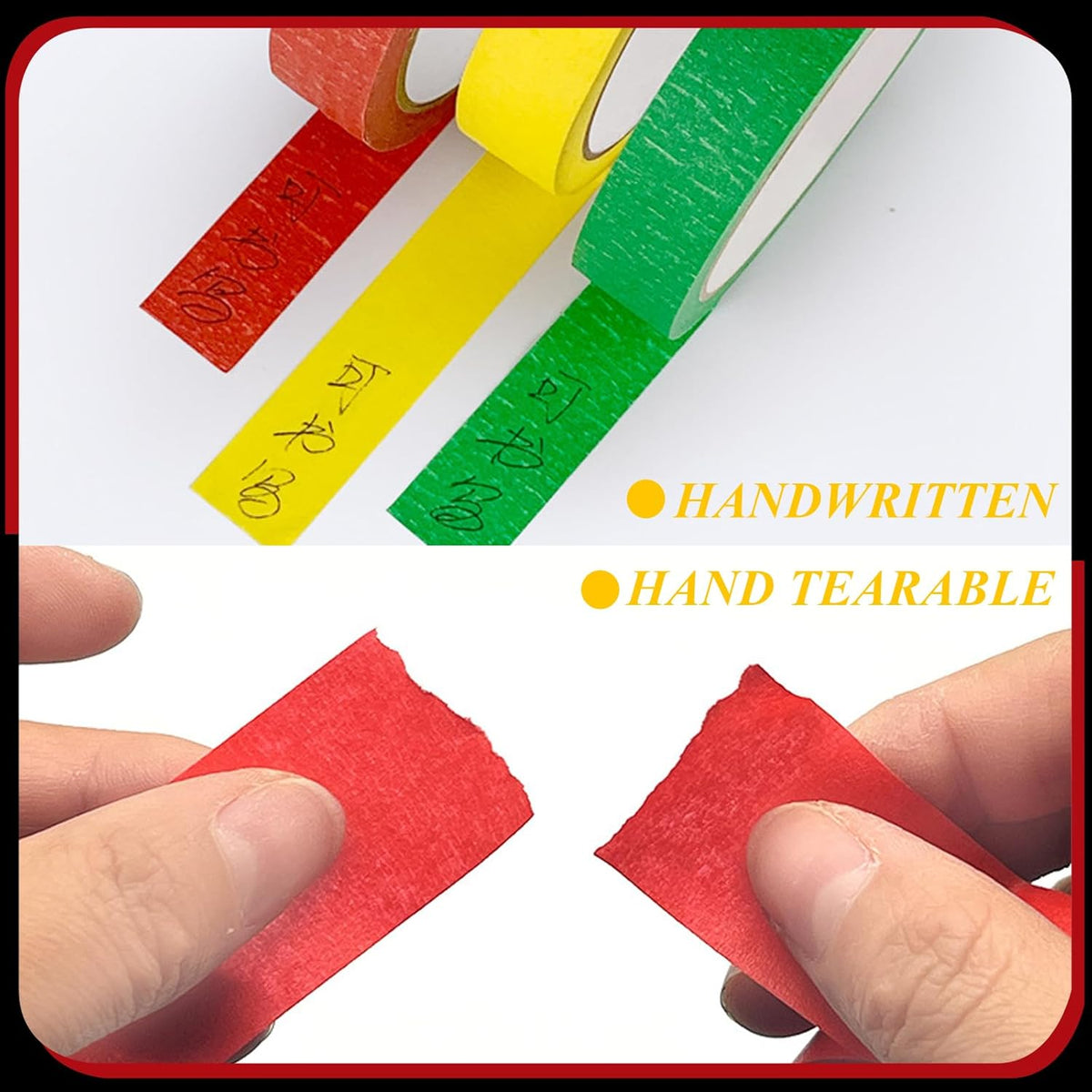 Colored Painters Tape, Premium Masking Master Tape, Multi-Surface Paint Tape, Removes Easily, Colorful Craft Paper Tape for Wall Painting Art Scrapbook Supplies (0.94 Inch Wide, 198yd =0.94IN*22yd*9)