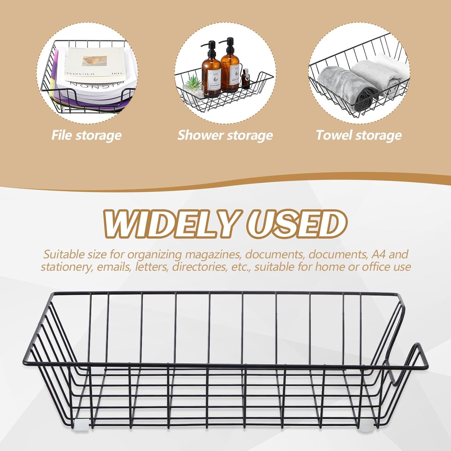 Yeaqee 6 Pcs Letter Tray Wire Paper Trays Stackable File Desk Organizer Metal File Paper Holder Basket for Desk Desktop Letter Storage for Office Home Classroom School(14'' x 10'' x 3'',Black)