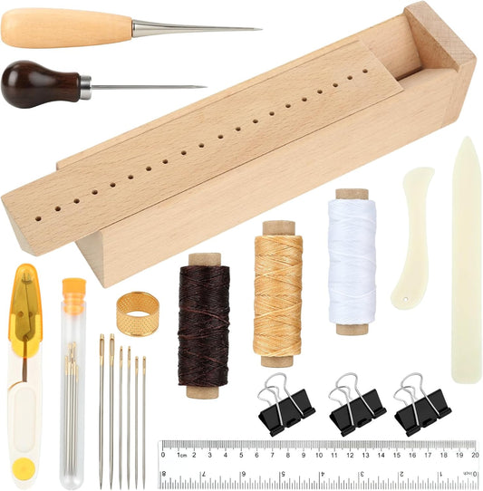 21pcs Book Binding Kits,Bamboo Book Binding Cradle,Book Press with Book Making Tools for Bookbinding Hole Punching, Portable Bookbinding Supplies for Bookbinding Crafts and Sewing