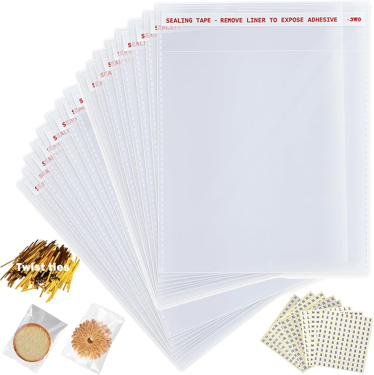 10" x 13" Large Clear Resealable Cellophane Bags 300 pcs, Self-sealing Clear Bags for Packaging Products Self-adhesive Cello Bags for Clothes, T-shirts, Pants and Gifts, 300 ct in Bulk