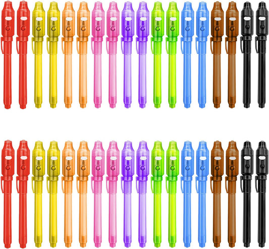 Invisible Ink Pens with UV Light, 36 Pcs Spy Pens for Kids, Party Favors Toy for Girls Boys, Classroom Prizes Magic Markers for Students, Writing Secret Messages for Birthday Halloween Christmas Party