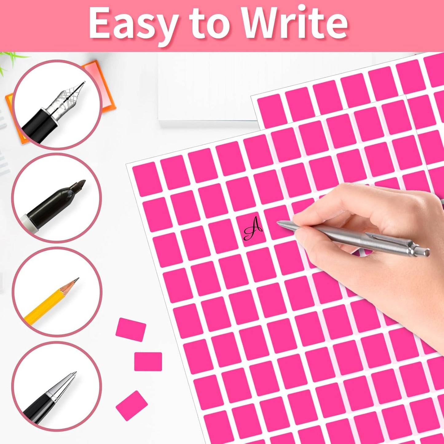 Starboling Color Coding Labels,3000 PCS 1/2" x 3/4" Fluorescent Rose red Rectangular Label,for Garage Sale,Price Tags,File Folder Tabs
