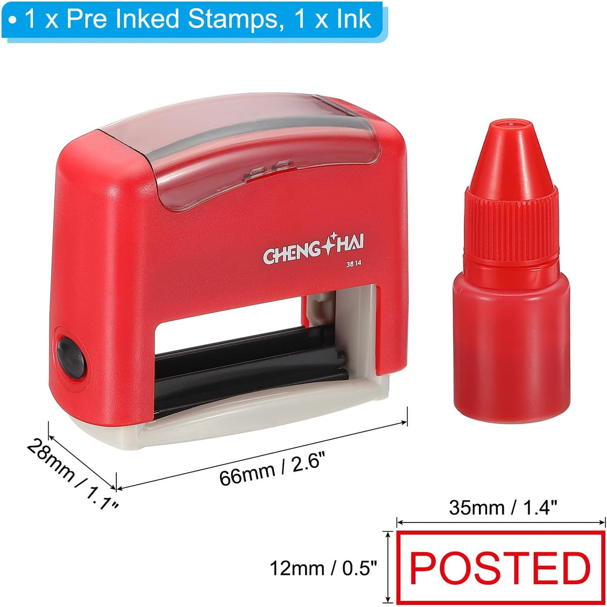 YOKIVE Posted Self Inking Rubber Stamp, Office Ink Business Stamp for Office Documents, Paperwork, Warehouse, Label (Red)