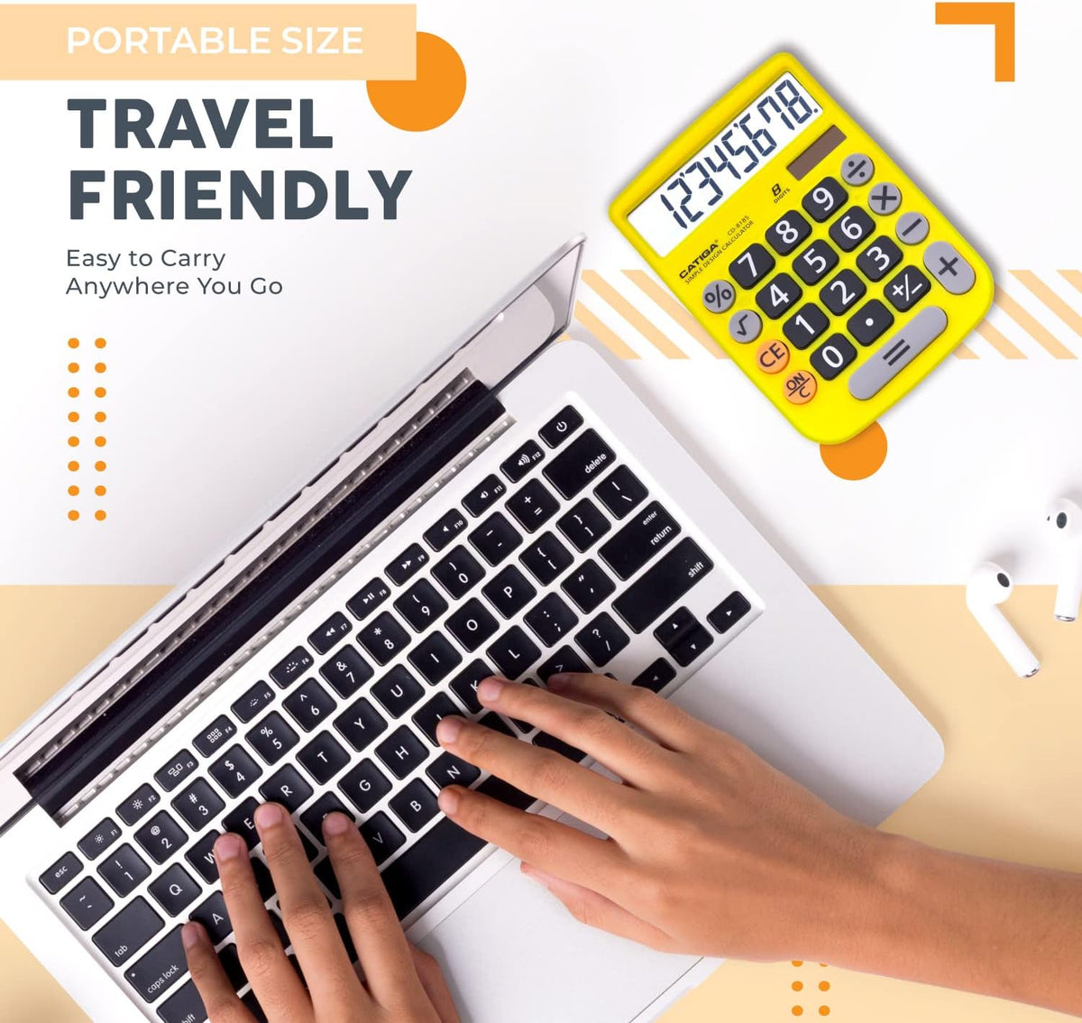 CATIGA Desktop Calculator 8 Digit with Solar Power and LCD Display, Big Buttons, for Home, Office, School, Class and Business, 4 Function Small Basic Calculators for Desk, CD-8185