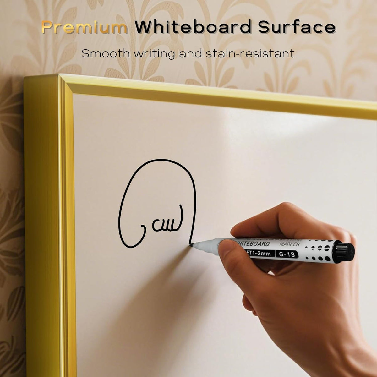 White Board Cork Board Combo, 24'' x 18'' Magnetic Dry Erase Board and Bulletin Board, Gold Aluminum Frame Vision Board Message Board for Home Office School Dorm