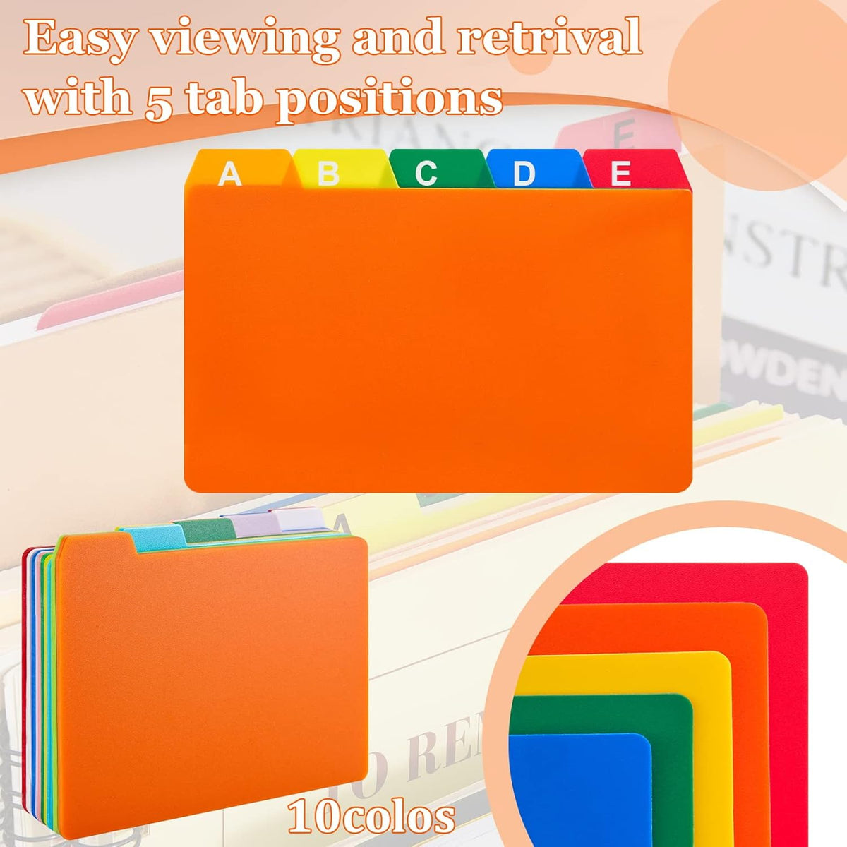 Lewtemi 50 Pcs Index Card Dividers 4 x 6 Inch Index Card Dividers with Tabs Guides with 2 Pcs Alphabet Number Stickers for Office Recipe Business (Multi Color)